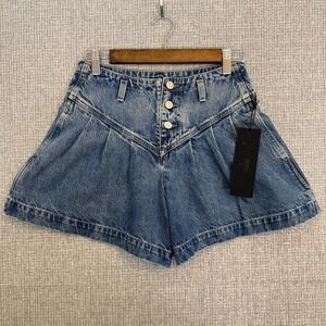Edwin Jenni Skort‎ Sz 26 Denim High Waist Pleated Shorts Blue Cowgirl Country